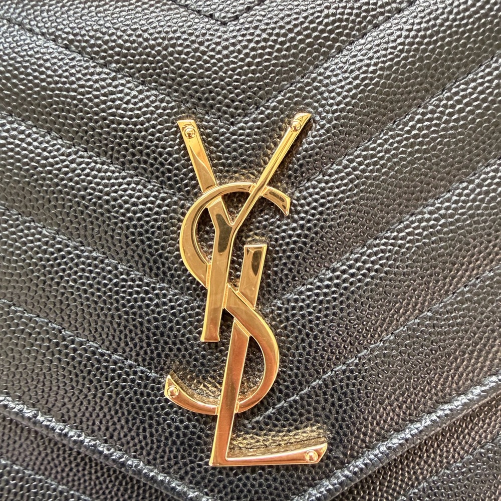 Yves Saint Laurent Black Monogram Envelope Wallet on Chain - Picture 7 of 9